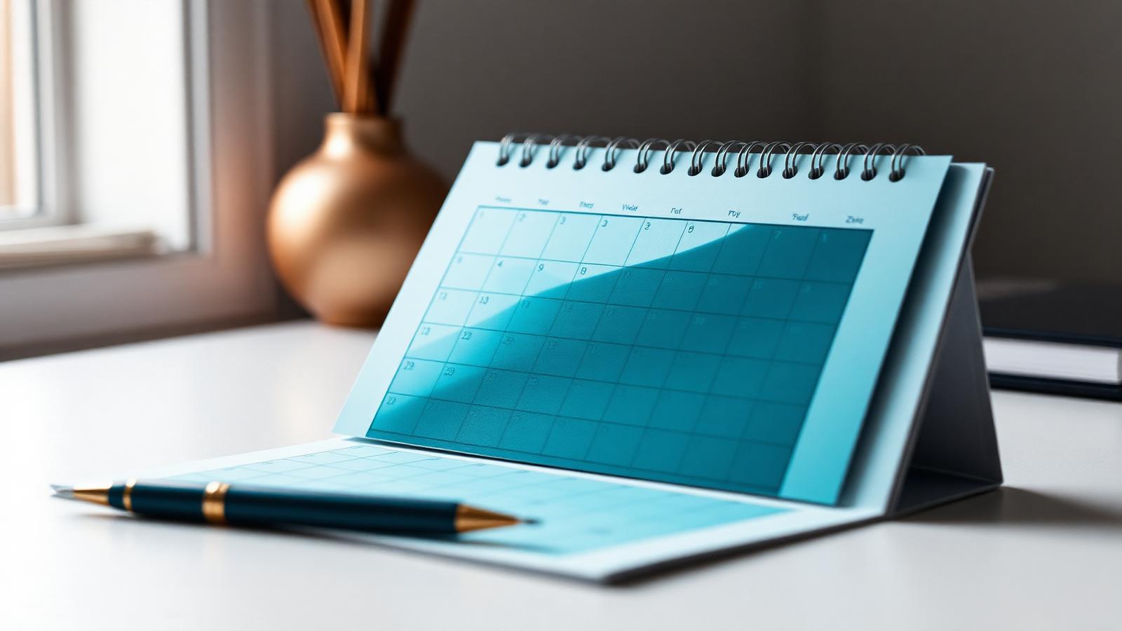 Calendar and pen on a clean desk marking health insurance open enrollment deadlines